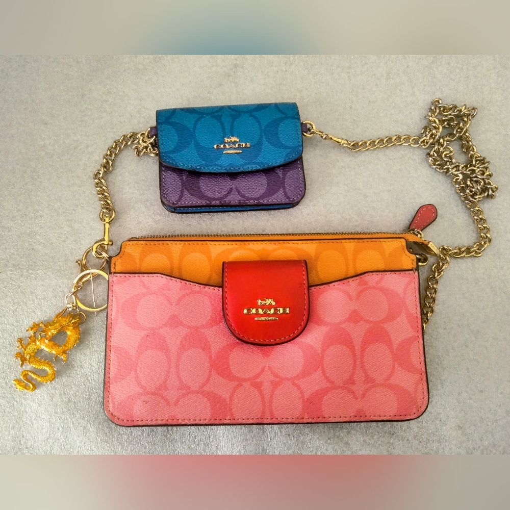 Coach Rainbow C Logo Signature Pride with Coin Wallet Chain Bag